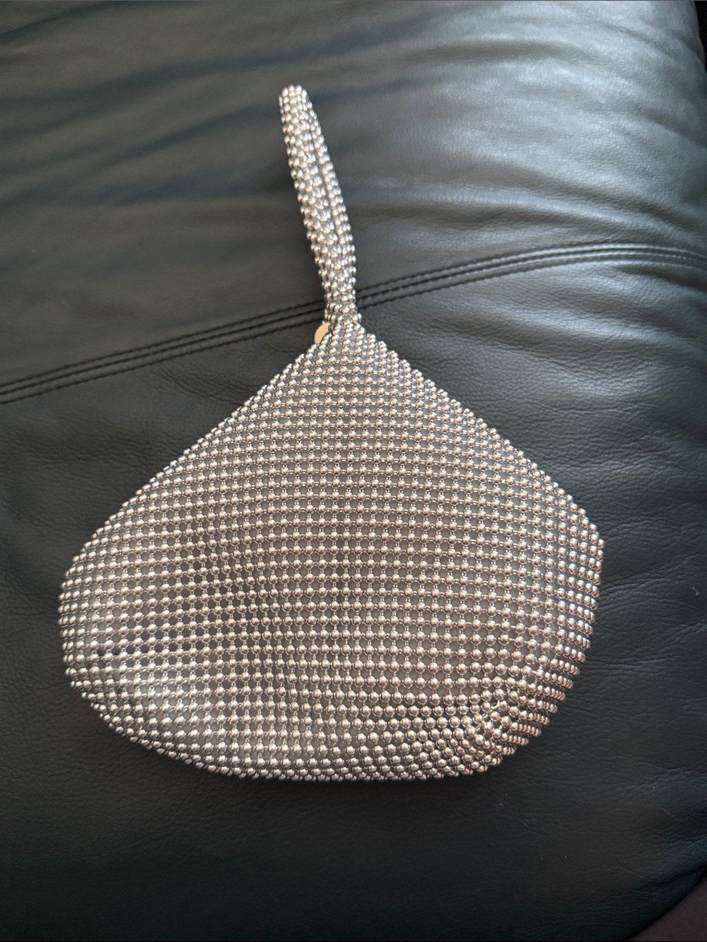 Rhinestone Silver Mesh Wristlet Clutch